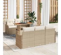 vidaXL Set Divano da Giardino 6 pz Beige Poly Rattan