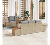 vidaXL Set Divano da Giardino 6 pz Beige Poly Rattan