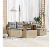 vidaXL Set Divano da Giardino 6 pz Beige polyrattan