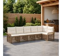 vidaXL Set di divani da giardino, 6 pezzi, beige, rattan sintetico, divano moderno da giardino, mobili da terrazza facili da pulire, design modulare resistente alle intemperie