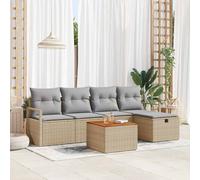 vidaXL Set Divano da Giardino 6 pz Beige polyrattan