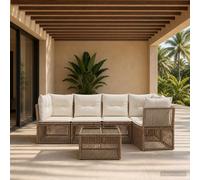 vidaXL Set Divano da Giardino 6 pz Beige polyrattan