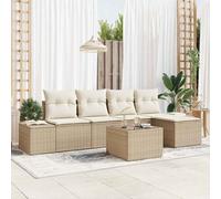 vidaXL Set Divano da Giardino 6 pz Beige polyrattan