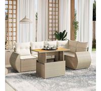 vidaXL Set Divano da Giardino 6 pz con Cuscini Beige in Polyrattan