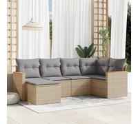 vidaXL Set Divano da Giardino 6 pz con Cuscini Beige in Polyrattan