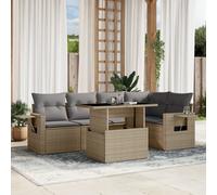 vidaXL Set Divano da Giardino 6 pz con Cuscini Beige in Polyrattan