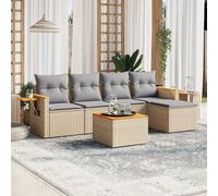 vidaXL Set Divano da Giardino 6 pz con Cuscini Beige in Polyrattan