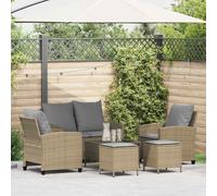 vidaXL Set Divano da Giardino 6 pz con Cuscini Beige in Polyrattan