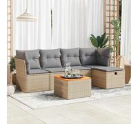 vidaXL Set Divano da Giardino 6 pz con Cuscini Beige in Polyrattan