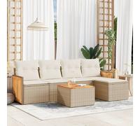 vidaXL Set Divano da Giardino 6 pz con Cuscini Beige in Polyrattan