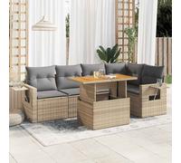 vidaXL Set Divano da Giardino 6 pz con Cuscini Beige in Polyrattan
