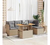 vidaXL Set Divano da Giardino 6 pz con Cuscini Beige in Polyrattan