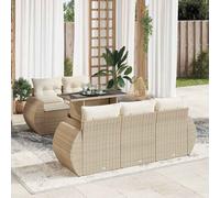 vidaXL Set Divano da Giardino 6 pz con Cuscini Beige in Polyrattan