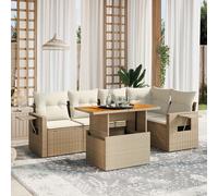 DIVANO DA GIARDINO VIDAXL 6 pz con Cuscini Beige in Polyrattan - 3271744