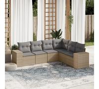 vidaXL Set Divano da Giardino 6 pz con Cuscini Beige in Polyrattan