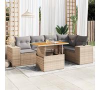 vidaXL Set Divano da Giardino 6 pz con Cuscini Beige in Polyrattan