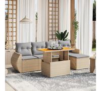 vidaXL Set Divano da Giardino 6 pz con Cuscini Beige in Polyrattan