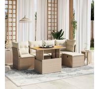 DIVANO DA GIARDINO VIDAXL 6 pz con Cuscini Beige in Polyrattan - 3275466
