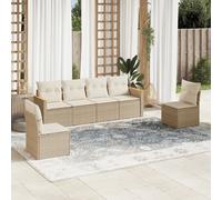 vidaXL Set Divano da Giardino 6 pz con Cuscini Beige in Polyrattan