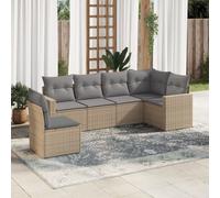 vidaXL Set Divano da Giardino 6 pz con Cuscini Beige in Polyrattan