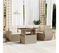 vidaXL Set Divano da Giardino 6 pz con Cuscini Beige in Polyrattan