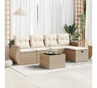 vidaXL Set Divano da Giardino 6 pz con Cuscini Beige in Polyrattan