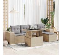 DIVANO DA GIARDINO VIDAXL 6 pz con Cuscini Beige in Polyrattan - 3326780