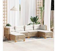vidaXL Set Divano da Giardino 6 pz con Cuscini Beige in Polyrattan