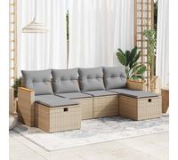 vidaXL Set Divano da Giardino 6 pz con Cuscini Beige in Polyrattan