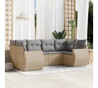 vidaXL Set Divano da Giardino 6 pz con Cuscini Beige in Polyrattan