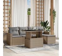 vidaXL Set Divano da Giardino 6 pz con Cuscini Beige in Polyrattan
