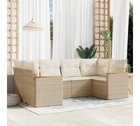 vidaXL Set Divano da Giardino 6 pz con Cuscini Beige in Polyrattan