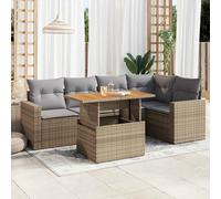 vidaXL Set Divano da Giardino 6 pz con Cuscini Beige in Polyrattan