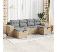 vidaXL Set Divano da Giardino 6 pz con Cuscini Beige in Polyrattan