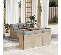 DIVANO DA GIARDINO VIDAXL 6 pz con Cuscini Beige in Polyrattan - 3326100