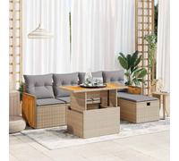 vidaXL Set Divano da Giardino 6 pz con Cuscini Beige in Polyrattan
