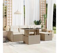 DIVANO DA GIARDINO VIDAXL 6 pz con Cuscini Beige in Polyrattan - 3275128