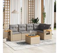 vidaXL Set Divano da Giardino 6 pz con Cuscini Beige in Polyrattan