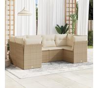 vidaXL Set Divano da Giardino 6 pz con Cuscini Beige in Polyrattan