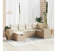 vidaXL Set Divano da Giardino 6 pz con Cuscini Beige in Polyrattan