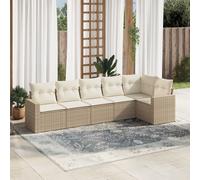 vidaXL Set Divano da Giardino 6 pz con Cuscini Beige in Polyrattan