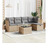 vidaXL Set Divano da Giardino 6 pz con Cuscini Beige in Polyrattan