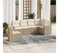 vidaXL Set Divano da Giardino 6 pz con Cuscini Beige in Polyrattan