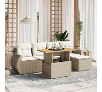vidaXL Set Divano da Giardino 6 pz con Cuscini Beige in Polyrattan