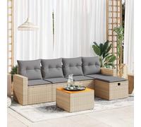 vidaXL Set Divano da Giardino 6 pz con Cuscini Beige in Polyrattan