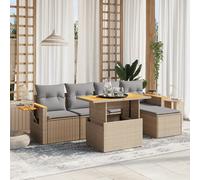 vidaXL Set Divano da Giardino 6 pz con Cuscini Beige in Polyrattan