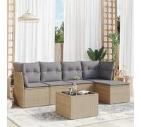 vidaXL Set Divano da Giardino 6 pz con Cuscini Beige in Polyrattan