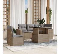 vidaXL Set Divano da Giardino 6 pz con Cuscini Beige in Polyrattan