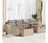 DIVANO DA GIARDINO VIDAXL 6 pz con Cuscini Beige in Polyrattan - 3327929