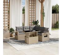 vidaXL Set Divano da Giardino 6 pz con Cuscini Beige in Polyrattan
